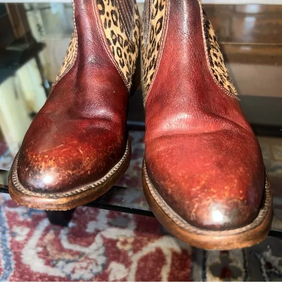 FREE BIRD By Steven  Print Leather Ankle Boots, pre loved 🥰