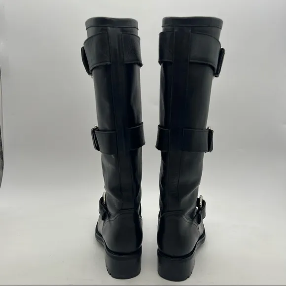 Free Lance Women’s Size 35.5 Black Leather Buckle Pull On Mid Calf Boots.
