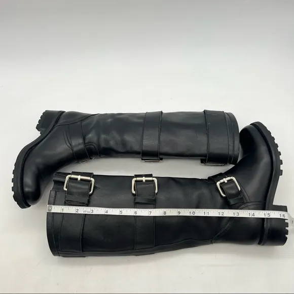 Free Lance Women’s Size 35.5 Black Leather Buckle Pull On Mid Calf Boots.