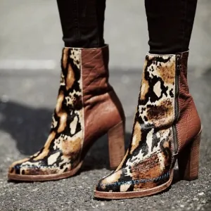Free People Baroness Calf Hair Leather Leopard Print Booties in Brown 37 EUC