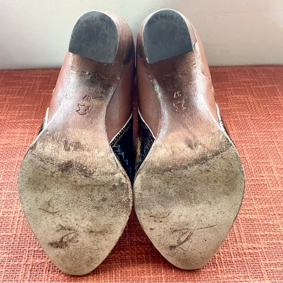 Free People Baroness Calf Hair Leather Leopard Print Booties in Brown 37 EUC