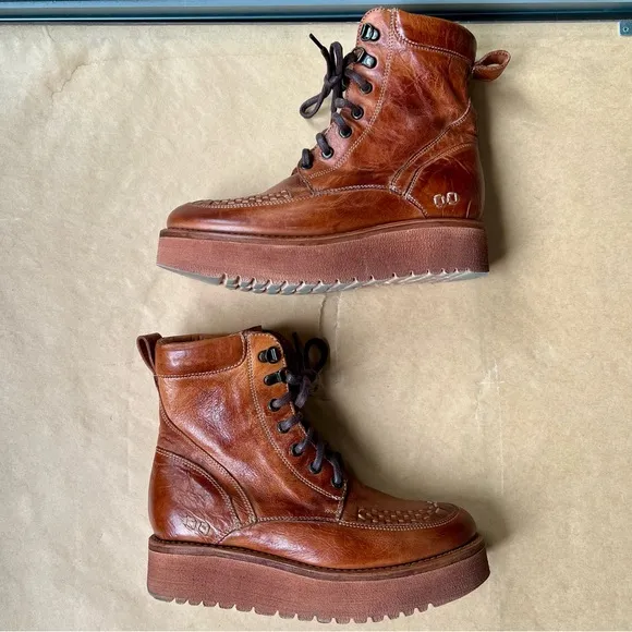 FREE PEOPLE BILLIE Boots BED STU ELISHA MotoCombat Cognac Brown Tan Size 7