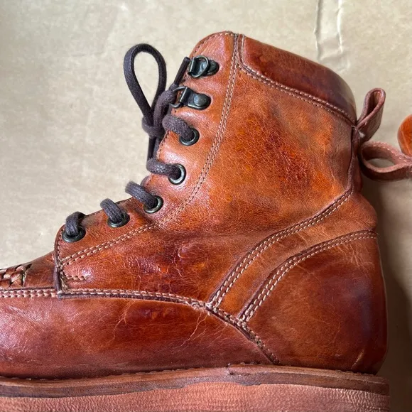 FREE PEOPLE BILLIE Boots BED STU ELISHA MotoCombat Cognac Brown Tan Size 7