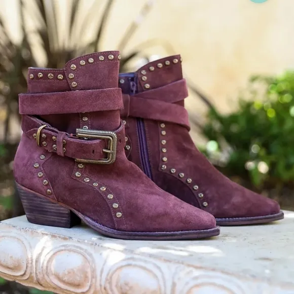 Free People Billy Western Studded Boots‎ Size 7.5 Brandy Wine
