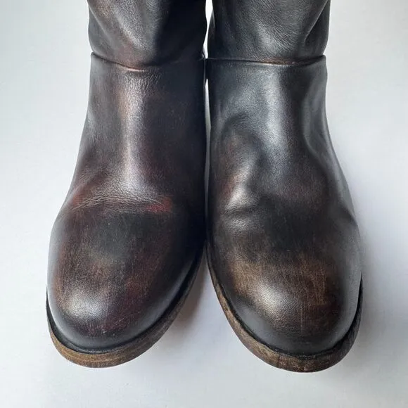 Free People Brown Leather Boots Womens EU 37  Tall Studded Portugal Decorative