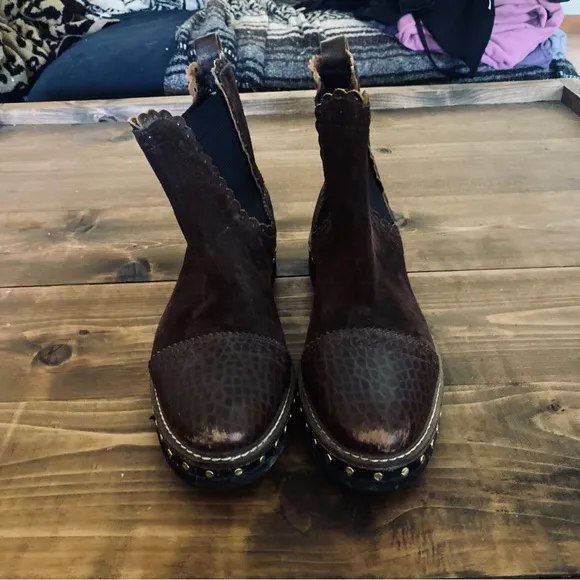 Free People brown western ankle boots