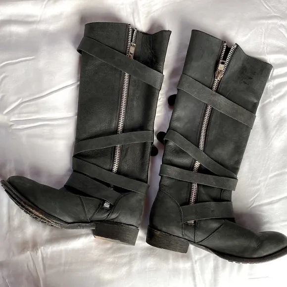 Free People by Dolce Vita Black Motorcycle Boots Women’s 8