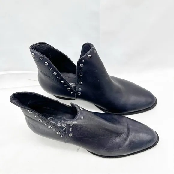 Free People Charm Double-V Ankle Studded Dark Blue Black Ankle boots Size 38
