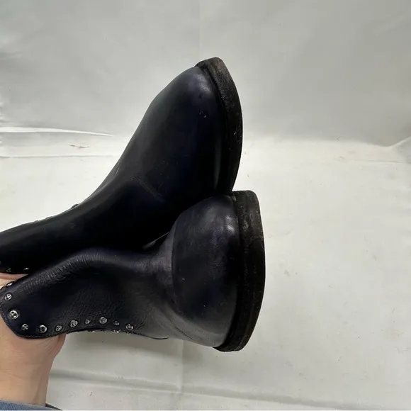 Free People Charm Double-V Ankle Studded Dark Blue Black Ankle boots Size 38