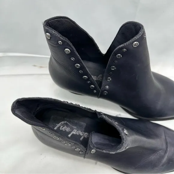 Free People Charm Double-V Ankle Studded Dark Blue Black Ankle boots Size 38