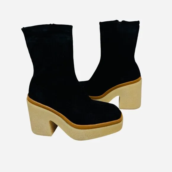 Free People Gigi Ankle Boots in Black Suede Size 7 NWT