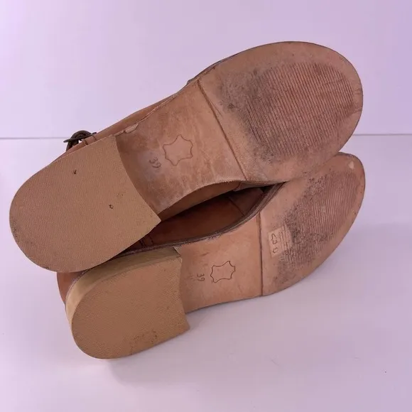 Free People Las Palmas Taupe Brown Ankle Booties Boots Leather Women's 39 US 9