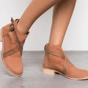 Free People Las Palmas Taupe Brown Ankle Booties Boots Leather Women's 39 US 9