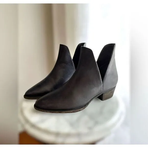 Free People Leather Charm Double V Ankle Boots Size 38.5