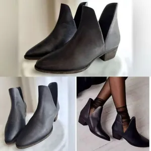 Free People Leather Charm Double V Ankle Boots Size 38.5