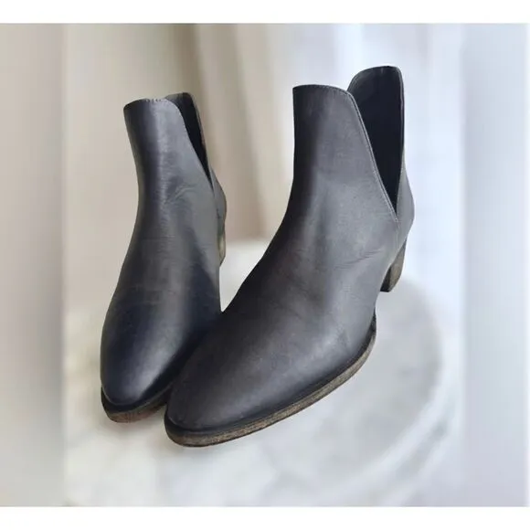 Free People Leather Charm Double V Ankle Boots Size 38.5