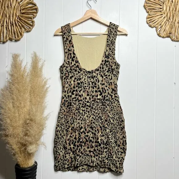 Free People mini dress cotton stretchy bodycon open back ruched Small