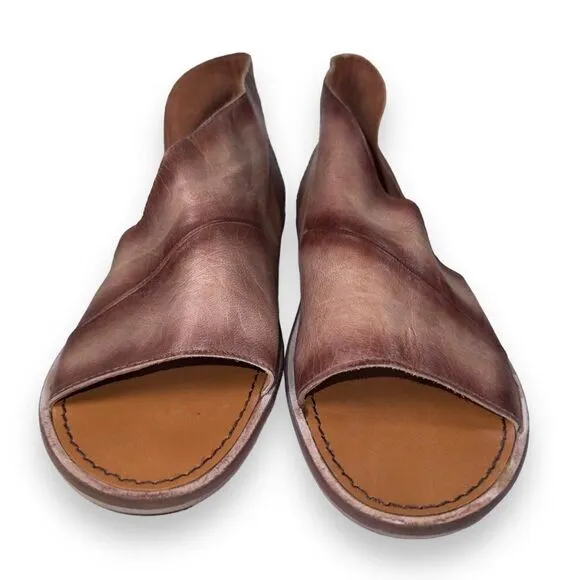 Free People Mont Blanc Leather Sandals Distressed Taupe Women's 10 / EU 40