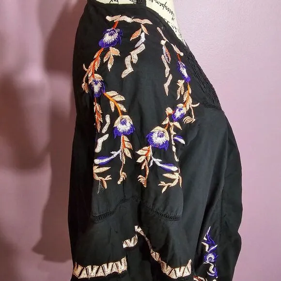 Free People Pavlo embroidered ruiffle loose tunic dress