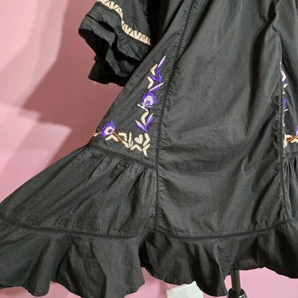Free People Pavlo embroidered ruiffle loose tunic dress