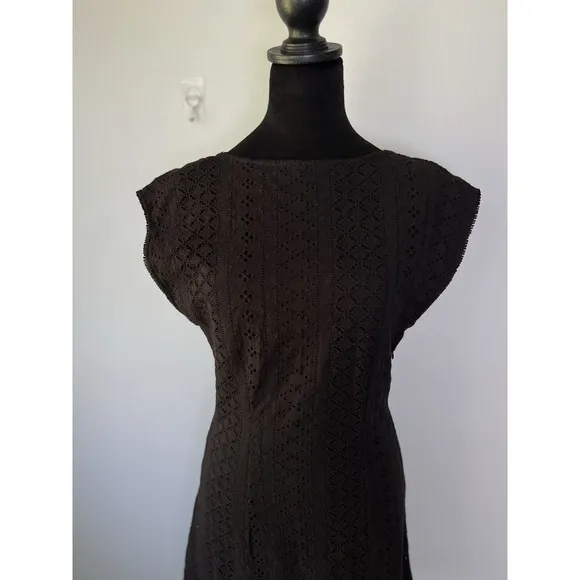 Free People Remember Me Eyelet Mini Cotton Dress Black Size XS