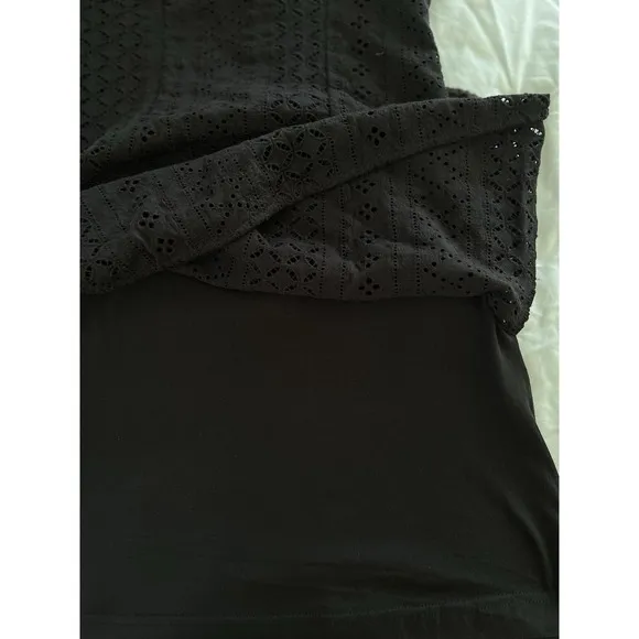 Free People Remember Me Eyelet Mini Cotton Dress Black Size XS