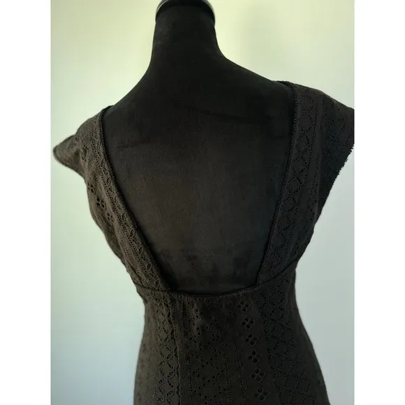 Free People Remember Me Eyelet Mini Cotton Dress Black Size XS