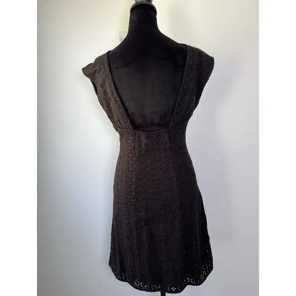 Free People Remember Me Eyelet Mini Cotton Dress Black Size XS