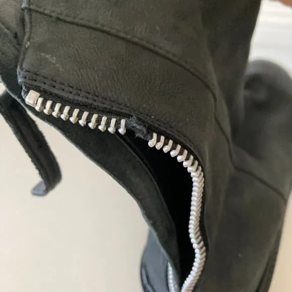 Free People Rylan Black Leather Ankle Boots Sz 38
