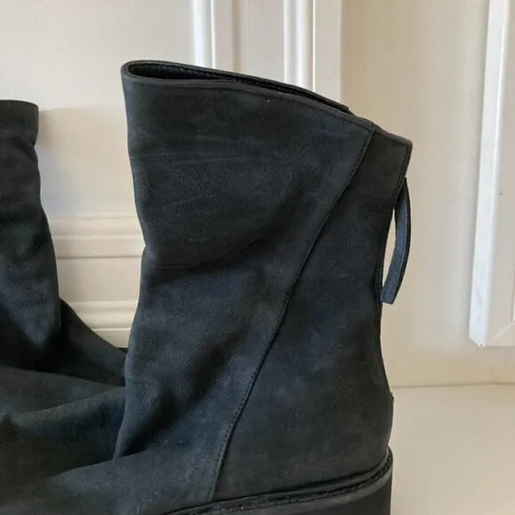 Free People Rylan Black Leather Ankle Boots Sz 38