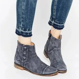 FREE PEOPLE Stylish Perforated Leather Ankle Boots