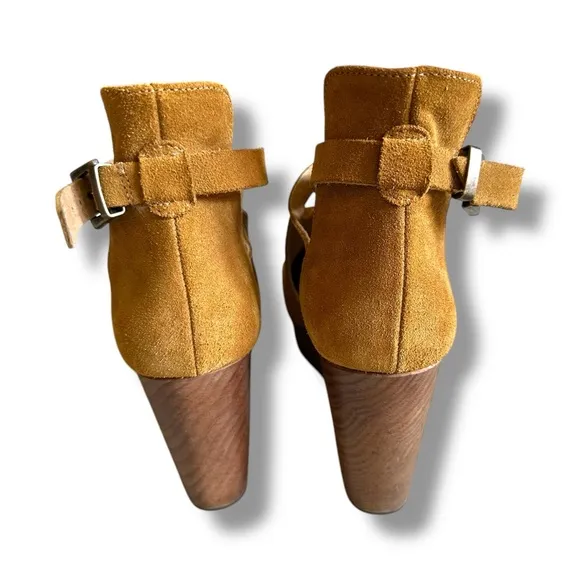 Free People Taupe Cedar Suede Buckle Platform Clogs Festival Boho Sz EU 39/9 US
