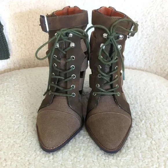 Free People Vegan Leather Cameilla Ankle Heels‎