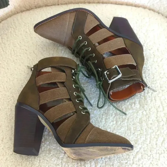 Free People Vegan Leather Cameilla Ankle Heels‎