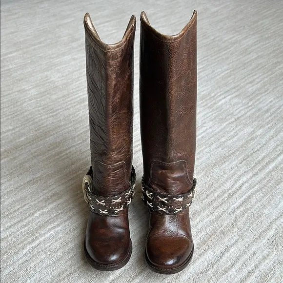 FREEBIRD by STEVEN Knox Boots MID-CALF Handmade Leather Tan Brown Women Size 6