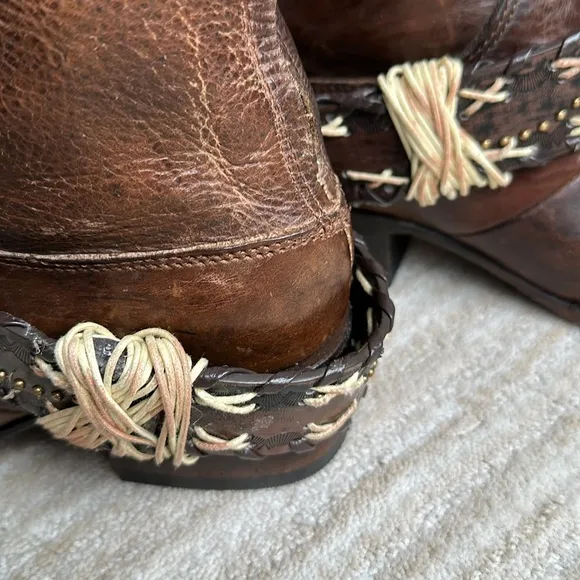 FREEBIRD by STEVEN Knox Boots MID-CALF Handmade Leather Tan Brown Women Size 6