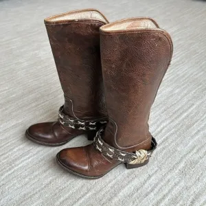 FREEBIRD by STEVEN Knox Boots MID-CALF Handmade Leather Tan Brown Women Size 6