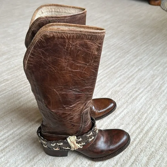 FREEBIRD by STEVEN Knox Boots MID-CALF Handmade Leather Tan Brown Women Size 6
