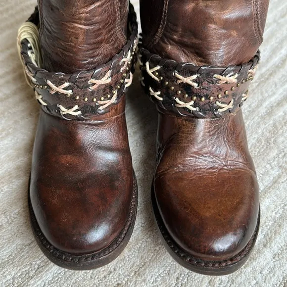 FREEBIRD by STEVEN Knox Boots MID-CALF Handmade Leather Tan Brown Women Size 6