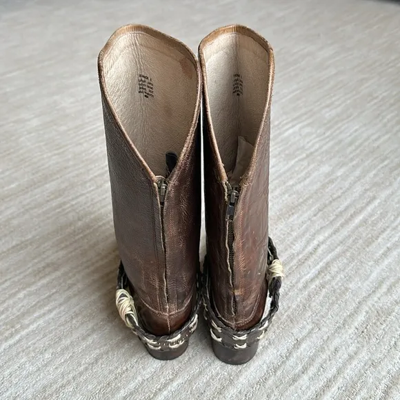 FREEBIRD by STEVEN Knox Boots MID-CALF Handmade Leather Tan Brown Women Size 6