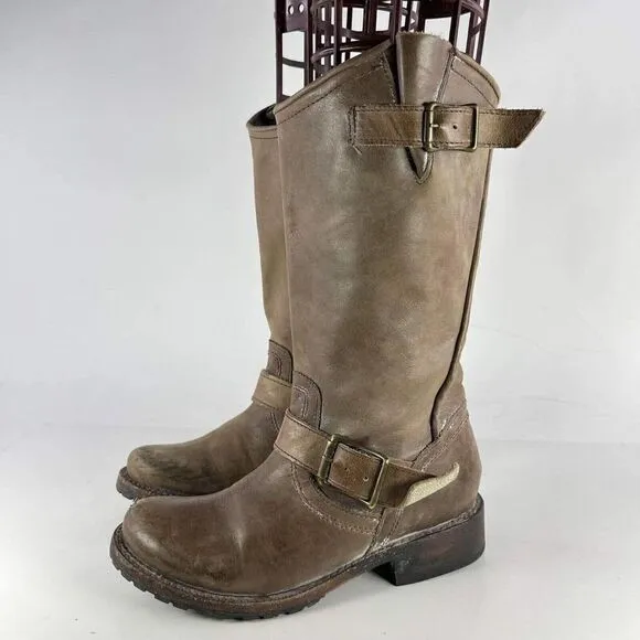 Freebird By Steven Prince Engineer Buckle Boots US 6 tan leather Motorcycle Boot