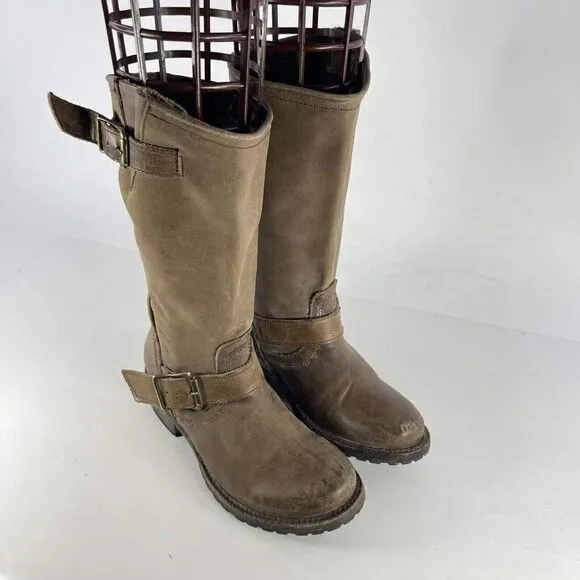 Freebird By Steven Prince Engineer Buckle Boots US 6 tan leather Motorcycle Boot