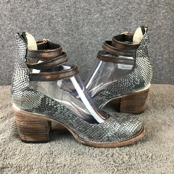 Freebird by Steven Randi Style Zip Closure Snakeprint Shoes Sz 7 in Gray/Brown