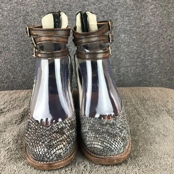 Freebird by Steven Randi Style Zip Closure Snakeprint Shoes Sz 7 in Gray/Brown