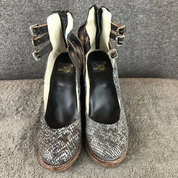 Freebird by Steven Randi Style Zip Closure Snakeprint Shoes Sz 7 in Gray/Brown