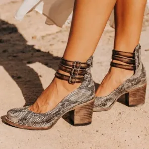 Freebird by Steven Randi Style Zip Closure Snakeprint Shoes Sz 7 in Gray/Brown