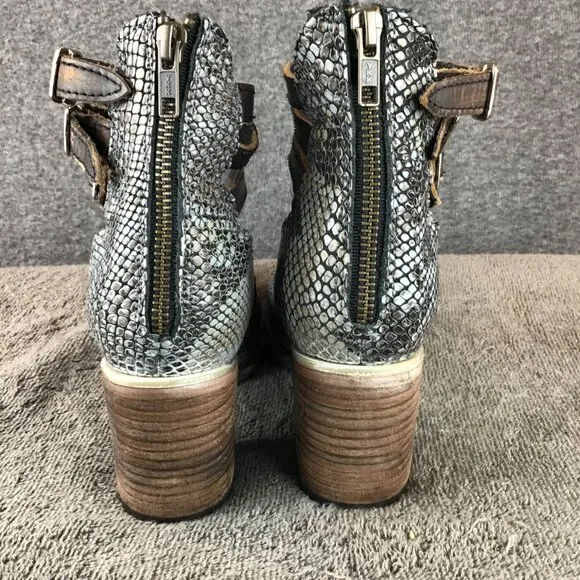 Freebird by Steven Randi Style Zip Closure Snakeprint Shoes Sz 7 in Gray/Brown