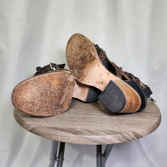 Freebird Cheyenne Multi Strap Lace-Up Leather Bootie Sandals Sz 9 Festival