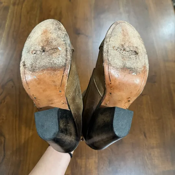 Freebird Malbc Distressed Cognac Leather Booties Boots Size 9