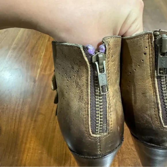 Freebird Malbc Distressed Cognac Leather Booties Boots Size 9